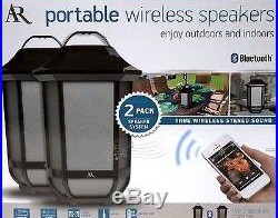 2 PACK AR Indoor /Outdoor Hanging Lantern Portable Wireless Bluetooth Speakers