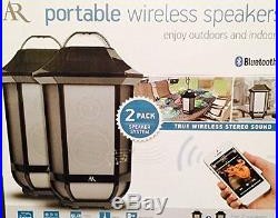 2 pk Acoustic Research Portable Wireless Bluetooth Speakers Premier Series