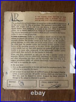 ACOUSTIC RESEARCH AR-3A Speakers Pair Restored 43120/43122 Vintage need repair