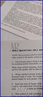 ACOUSTIC RESEARCH AR-4X Vintage Bookshelf Speakers Including Original Pamphlets