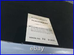 ACOUSTIC RESEARCH Conneisseur Series Vintage Subwoofers. 2 x 10 Drivers Rare