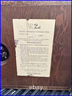 AR-2a Acoustic Research Suspension 3 way Loudspeakers Vintage Pair