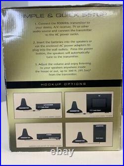 AR Acoustic Research AW871 Wireless Stereo Speakers NIB 900MHz