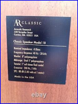 AR Acoustic Research Classic Model 18 Speaker Crossover & Connection