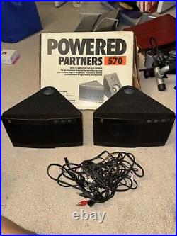 AR Acoustic Research Powered partner 570 Stereo Speaker Matched Pair Box Cables AR Acoustic Research Powered partner 570 Stereo Speaker Matched Pair Box Cables