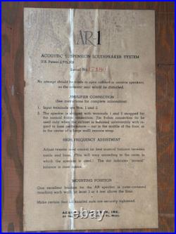Acoustic Research AR1 pair with Altec 755A