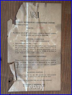 Acoustic Research AR1 pair with Altec 755A