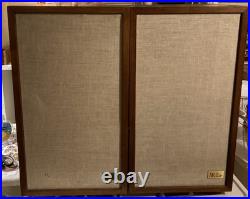 Acoustic Research AR2ax speakers Late 60's Walnut, Working, withAR logo pins Acoustic Research AR2ax speakers Late 60's Walnut, Working, withAR logo pins