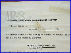 Acoustic Research AR3a Single Speaker Loudspeaker Vintage Stereo Walnut