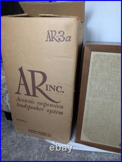 Acoustic Research AR3a Vintage Speakers Pair With Original Box Tested Working Acoustic Research AR3a Vintage Speakers Pair With Original Box Tested Working