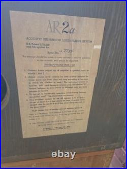 Acoustic Research AR-2A Pair Read Desc