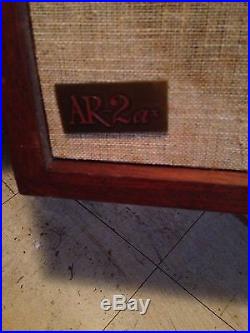Acoustic Research AR-2ax 1960's EARLY Vintage 3-way Stereo Speakers & Stands