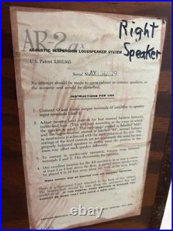 Acoustic Research AR-2ax Vintage Audiophile Speakers (Pro Re-foamed/New Pots)