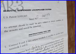 Acoustic Research AR-3 Speaker Pair Working