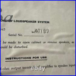 Acoustic Research AR-3a Close Serial Numbers