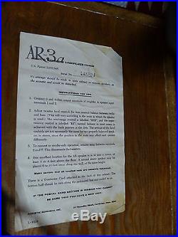 Acoustic Research AR-3a Speakers Fully ORIGINAL Serial # 43102 & 45521