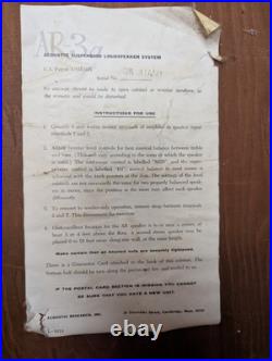 Acoustic Research AR-3a Stereo Speakers Untested Serials 31647/31650 Shipping