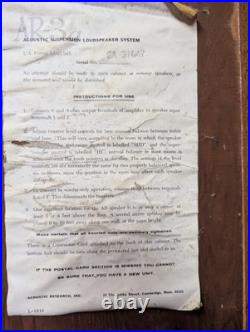 Acoustic Research AR-3a Stereo Speakers Untested Serials 31647/31650 Shipping