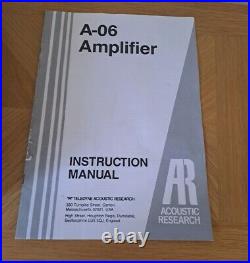 Acoustic Research AR A-06 Integrated Amplifier with box and manual