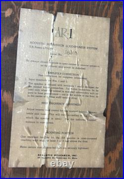 Acoustic Research Ar-1 Speakers Rare