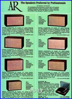 Acoustic Research Ar-5 Vintage Speakers USA