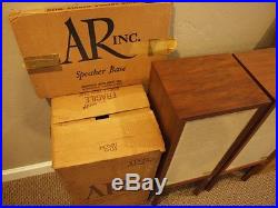 All Original Acoustic Research AR-3a Speaker Pair+Stands withBoxes Oiled Walnut