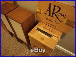 All Original Acoustic Research AR-3a Speaker Pair+Stands withBoxes Oiled Walnut