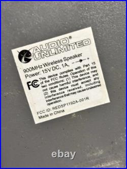 Audio Unlimited 900MHz Wireless Rock Speakers Pair + AR AW825 Transmitter Tested