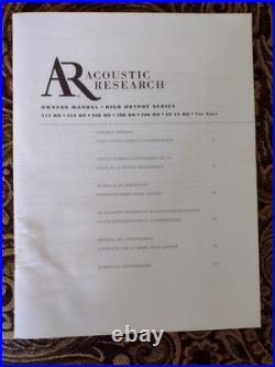 Classic Acoustic Research AR 312 HO Speakers