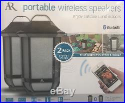 NEW AR ACOUSTIC RESEARCH 2 WIRELESS BLUETOOTH PORTABLE SPEAKERS PATIO AUDIO DOCK