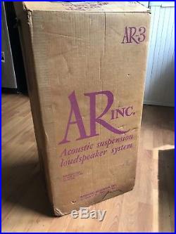Pair Acoustic Research AR-3 Speakers One Is Near Mint In Box And Working