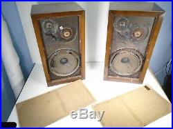 Pair of Vintage AR-3a Acoustic Research LoudSpeakers withgrills AS IS Parts/Repair