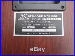 RARE Acoustic Research AR-228 Vintage 1995 Audiophile Loud Bookshelf Speakers