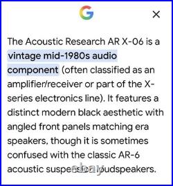 Stunning AR Acoustic Research X-06 Stereo Receiver #100143