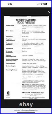 Teledyne AR Acoustic Research Rock Partner 8 2-Way Wedge/Corner Speakers Blk