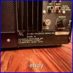 UNTESTED AR Model W Vintage Stereo Receiver Acoustic Research POWERS ON