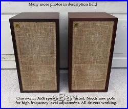 VINTAGE ORIGINAL ACOUSTIC RESEARCH AR4 STEREO HIFI SPEAKERS TESTED SOLD AS FOUND