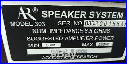 Vintage ACOUSTIC RESEARCH AR 303 Speakers Org Nice Rare AKA AR3 ar303