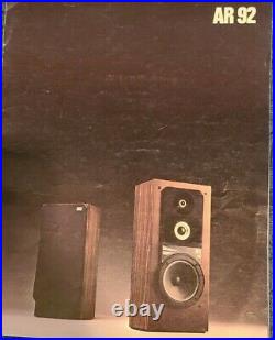 Vintage Acoustic Research AR 92 Loudspeaker Pair Vintage Acoustic Research AR 92 Loudspeaker Pair