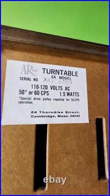 Vintage Acoustic Research AR XA Turntable ARXA Works As IS