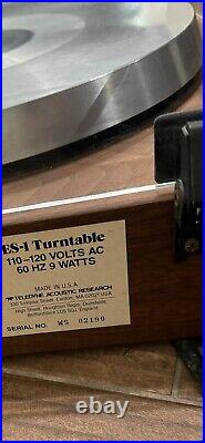 Vintage Acoustic Research Turntable made USA Record Player Teledyne AR ES-1