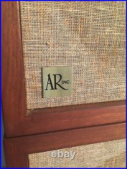 Vintage Pair AR 2AX Acoustic Research Speakers Mid Century Wood Case Estate Find