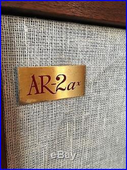 Vintage Pair Acoustic Research AR-2ax AR2ax Walnut Case Speakers 100% original