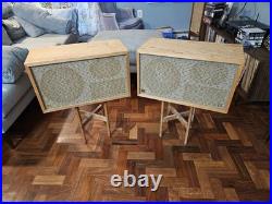 Vintage Pair Of AR-2A Speakers Blonde Birch Or Pine Wood MCM Good Working Cond