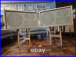 Vintage Pair Of AR-2A Speakers Blonde Birch Or Pine Wood MCM Good Working Cond