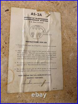 Vintage Rare Acoustic Research AR 401-28 Woofers Mid Tweeter Crossover Healthkit