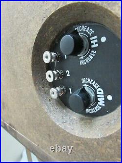 Vtg Mid Century Audio Speaker Pair Acoustic Research AR3A Tweed Grills Walnut
